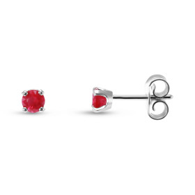  Boucles d oreilles Or Blanc 750 Rubis Ronds 3.7mm Rubis ronds 3.7mm diamètre Serti à 4 griffes Système fermeture : pousse...