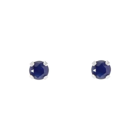 Boucles d oreilles Or Blanc 750 Saphir 4mm Boucles d oreilles type puces Saphir Pierres rondes 4mm diamètre (0,3 carat/piè...