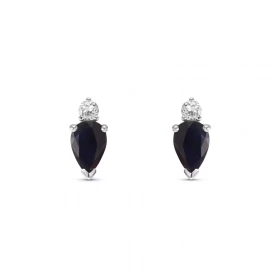 Boucles d oreilles Or Blanc 750 Saphir Poire 6x4mm Diamant Chaque boucle est sertie d un saphir poire 6x4mm d un diamant r...