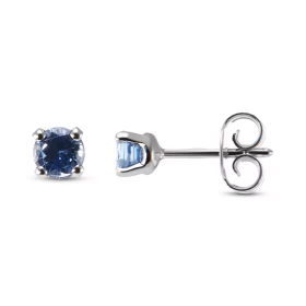  Boucles d oreilles Or Blanc 750 serties saphirs ronds 4mm diamètre (2x0,30 carat) Poids Saphir : 0,60 carat Serti à griff...