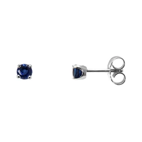  Boucles d oreilles Or Blanc 750 serties 2 Saphirs 4mm diamètre (2x0.25 carat) 