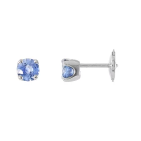  Boucles d oreilles Or Blanc 750 Saphirs Ceylan ronds 5mm Pierres rondes 5mm diamètre ( 2 x 0,57 carat ) Serti à 4 griffes...