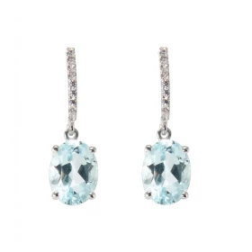 Boucles d oreilles pendantes Or Blanc 750 Topazes oxydes Dimensions des Topazes : 8x6mm Longueur des boucles: 20mm Fermetu...
