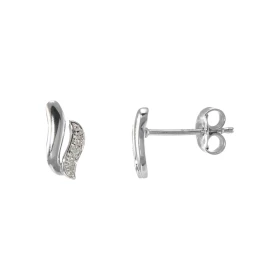 Boucles d oreilles Or Blanc serties deux diamants Dimensions du motif (vue face) : 10 x 5 mm Poids Diamant : 0,011 carats ...