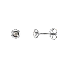 Boucles d oreilles Or Blanc serties 2 Diamants 0,022 carat (Couleur K - Pureté P1) Motif pneu 5mm diamètre Poids Diamant :...