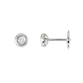  Boucles d oreilles Or Blanc serties deux Diamants ronds 2.2mm diamètre (2 x 0,05carat) Les diamants sont sertis dans un m...