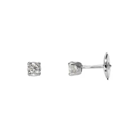  Boucles d oreilles Or Blanc serties 2 diamants Diamants 3,8mm diamètre (0,17 carat/pièce - Couleur G - Pureté : Si) Serti...