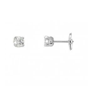  Boucles d oreilles Or Blanc Diamant Ces boucles sont serties Diamants ronds Les pierres mesurent 4mm diamètre pèsent 0,28...