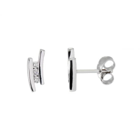  Boucles d oreilles Or Blanc serties 6 diamants pour un poids total 0,011 carat Dimensions du motif : 10 x 4 mm Couleur Di...