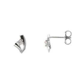 Boucles d oreilles Or Blanc serties 2 petits diamants Dimensions du motif (vue face) : 8 x 5,3 mm Poids Diamant : 0,01 car...