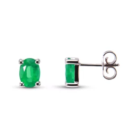  Boucles d oreilles Or Blanc Emeraude Pierres ovales 7x5mm (2 x 0,8 carat) Poids total Emeraude : 1,6 carat Système fermet...