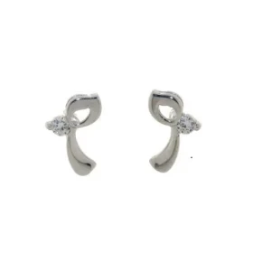 Boucles d oreilles Or Blanc 750/1000 Oxydes zirconium Dimensions : 9x6mm 