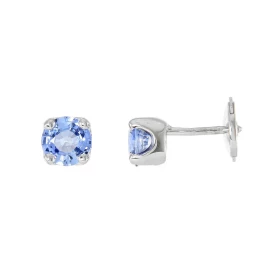  Boucles d oreilles Or Blanc Saphir Pierres rondes 4.5.mm diamètre ( 2 x 0.5 carat ) Serti à 4 griffes Système sécurité AL...