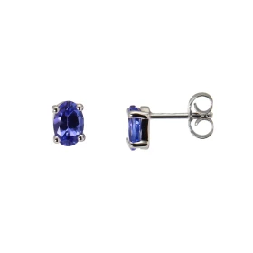  Boucles d oreilles Or Blanc 750 Tanzanites AAA Ces Boucles sont serties deux tanzanites ovales 6x4mm Le poids total des p...