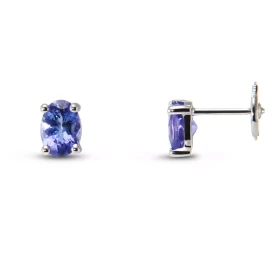  Boucles d oreilles Or Blanc serties Tanzanites Pierres ovales 7x5mm Poids total Tanzanite : 1.5 carat Qualité Tanzanite :...