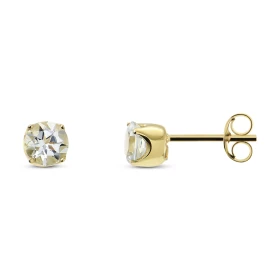 Boucles d oreilles Or jaune 375 Aigue Marine Ronde 5mm Boucles d oreilles type puces Or jaune 375 (9 carats) Pierres ronde...