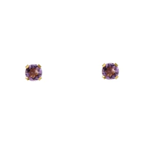 Boucles d oreilles Or Jaune 375 Améthyste 4mm Boucles d oreilles type puces Or Jaune 375 Pierres rondes 4mm diamètre (0,3 ...