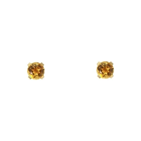 Boucles d oreilles Or Jaune 375 Citrine 4mm Boucles d oreilles type puces Or Jaune 375 Pierres rondes 4mm diamètre (0,3 ca...