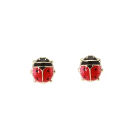  Boucles d oreilles Coccinelles Or Jaune 375/1000 émaillé Dimensions : 5,5x5,5mm 