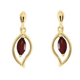 Boucles d oreilles Or jaune 375 Grenat navette 6x3mm Boucles d oreilles pendantes or jaune 375 (9 carats) Grenats navette ...