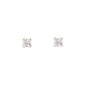  Boucles d oreilles Or Jaune 375 Oxyde Zirconium Pierres carrées 3x3mm 
