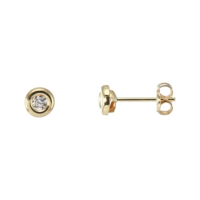  Boucles d oreilles Oxyde zirconium Monture Or Jaune 375/1000 Diamètre du motif Or : 5mm Diametre des Oxydes : 2.5mm 
