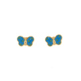  Boucles d oreilles motifs Papillions couleur bleu Or Jaune 375/1000 Ces boucles d oreilles sont émaillées afin faire ress...
