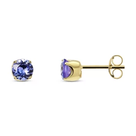 Boucles d oreilles Or jaune 375 Tanzanite Ronde 5mm Boucles d oreilles type puces Or jaune 375 (9 carats) Pierres rondes 5...