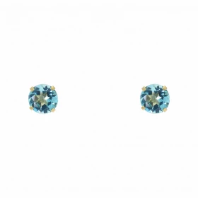 Boucles d oreilles Or Jaune 375 Topaze bleue traitée 5mm Boucles d oreilles type puces Or Jaune 375 Pierres rondes 5mm dia...