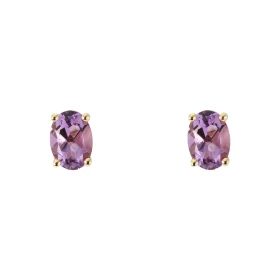 Boucles d oreilles Or Jaune 750 Améthyste Ovale 7x5mm Boucles d oreilles type puces Or Jaune 750 Pierres ovales 7x5mm (0,7...