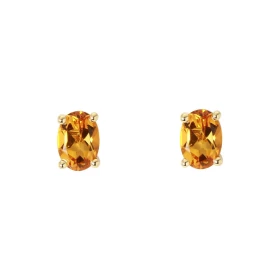 Boucles d oreilles Or Jaune 750 Citrine Ovale 7x5mm Boucles d oreilles type puces Or Jaune 750 Pierres ovales 7x5mm (0,7 c...