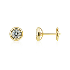  Boucles d oreilles Or Jaune 750 Diamant 0.60 carat Boucles d oreilles type puces Or jaune 750 Pierres rondes 4.5mm diamèt...