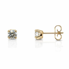  Boucles d oreilles Or Jaune 750 Diamant 0.81 carat Boucles d oreilles serties 2 diamants 4.8mm diamètre (Couleur : L - Pu...