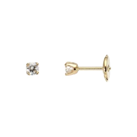  Boucles d oreilles Or Jaune 750 (18 carats) serties deux diamants 0,13 carat pièce Diamètre des pierres : 3mm Système séc...