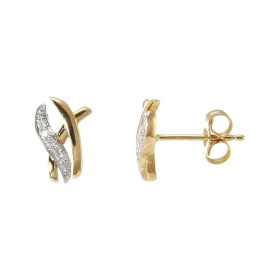  Boucles d oreilles Or Jaune serties 10 Diamants pour un poids total 0,056 carats Dimensions du motif : 11 x 7mm Poids Dia...