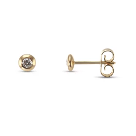  Boucles d oreilles Or Jaune 750 Diamant Diamants ronds 2.5mm diamètre Système fermeture : poussettes 