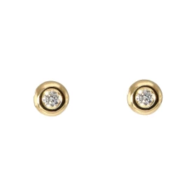  Boucles d oreilles or jaune 750 serties diamants ronds 2.5mm Serti à copeaux sur monture pneu Fermeture par poussettes Di...