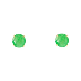 Boucles d oreilles Or Jaune 750 Emeraude 5mm Boucles d oreilles type puces Emeraude Pierres rondes 5mm diamètre (0,6 carat...
