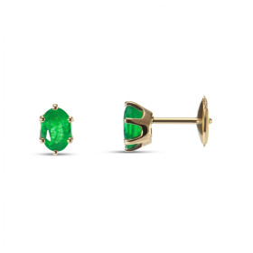  Boucles d oreilles Or Jaune 750 émeraudes AAA ovales 6x4mm Emeraudes ovales 6x4mm Système fermeture sécurisé ALPA Serti à...