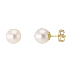 Boucles d oreilles Or Jaune Perles blanches d eau douce 8mm Diamètre des perles : 8 à 8.5mm Système fermeture : poussettes