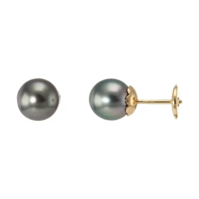  Boucles d oreilles Or Jaune Perles Tahiti 8.5mm Diamètre des perles : 8.5mm Qualité des perles : AAA Système fermeture sé...