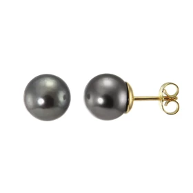  Boucles d oreilles Or Jaune Perles Tahiti Diamètre des perles : 8 à 8.5mm Système fermeture : poussettes 