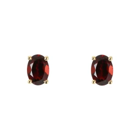 Boucles d oreilles Or Jaune 750 Grenat Ovale 7x5mm Boucles d oreilles type puces Or Jaune 750 Pierres ovales 7x5mm (0,9 ca...