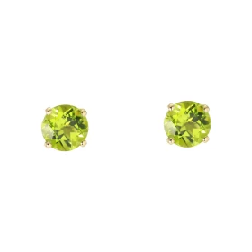 Boucles d oreilles Or Jaune 750 Péridot 6mm Boucles d oreilles type puces Or Jaune 750 Pierres rondes 6mm diamètre (0,8 ca...