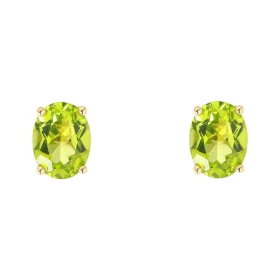 Boucles d oreilles Or Jaune 750 Péridot Ovale 8x6mm Boucles d oreilles type puces Or Jaune 750 Pierres ovales 8x6mm (1.2 c...