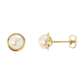 Boucles d oreilles Or Jaune 750/1000 perles culture blanches Forme des perles : semi-ronde Diamètre des perles (vue face) ...
