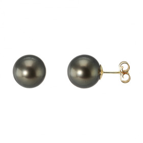  Boucles d oreilles Or Jaune Perles culture Tahiti Perles culture rondes 10mm diamètre Perles qualité AAA 