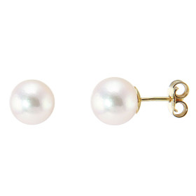 Boucles d oreilles Or Jaune 750 Perles Akoya culture Perles culture 7.5mm diamètre Système fermeture : poussettes Perles ...
