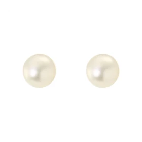  Boucles d oreilles Or Jaune 750/1000 perles blanches Forme des perles : semi-ronde Diamètre des perles (vue face) : 8mm 