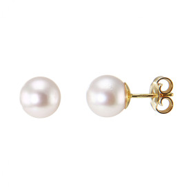  Boucles d oreilles Or jaune 750 perles culture Akoya Diamètre des perles culture : 7.5mm Système fermeture : poussettes P...